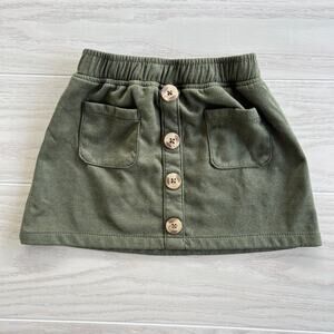 Little Lass Toddler Girl's Olive Green Button Pocket Skirt Size 3T